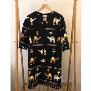 Kate Spade Embroidered Camel Print Coat